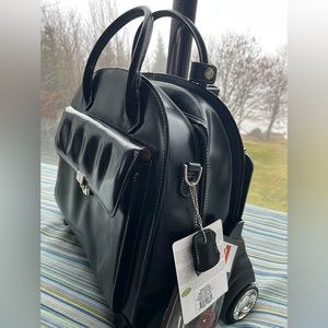 McKlein 15" wheeled leather laptop case